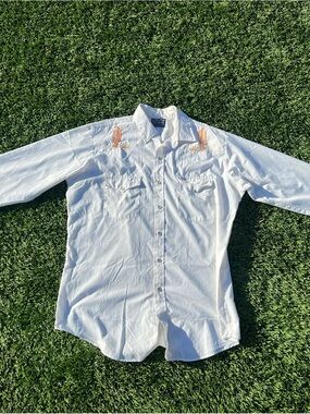 DeeCee Rangers White Western Embroidered Long-Sleeve Shirt